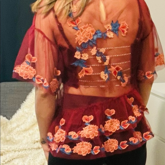 Zara Transparent Ruffle Top - Picture 2 of 2